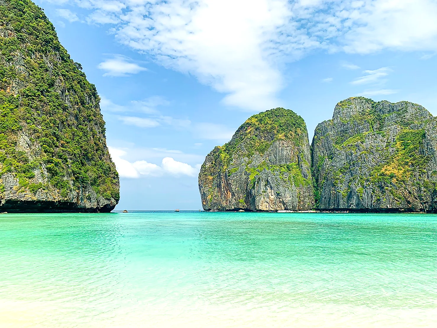 Maya Bay cliffs above turquoise water